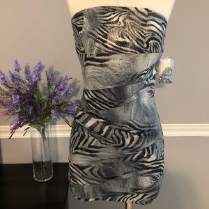 Forever21 Strapless Metallic Animal Print Dress
